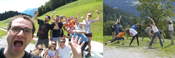 Brave participants of the second hike and pre-yoga stretching class